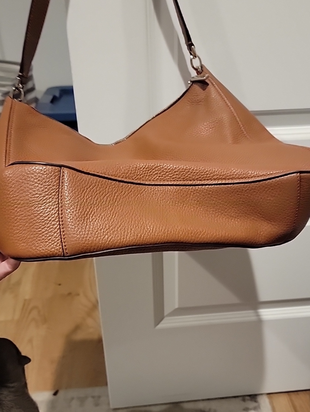kate spade Brown Pebbled Leather Hobo Shoulder Bag with Coral Trim - Picture 7 of 15
